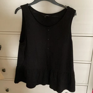 Linne - Svart linne i bomull med volang. I nyskick använts endast en gång. Köpt på kappahl. Inköpt för ett år sedan nypris 299 kr.