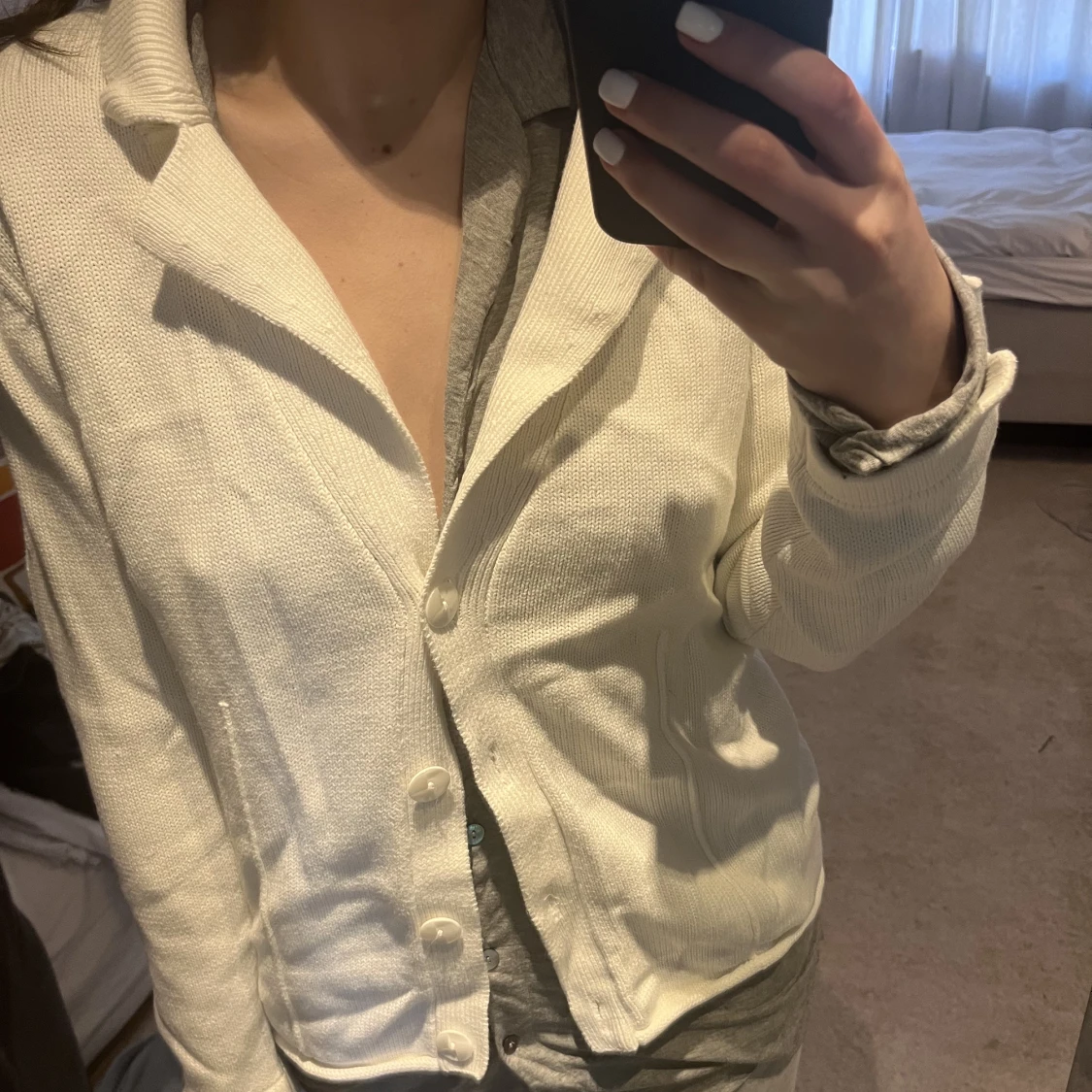 Vit kofta, skjorta - 90