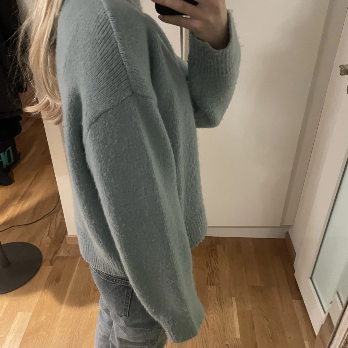 turkos stickad tröja  - 90