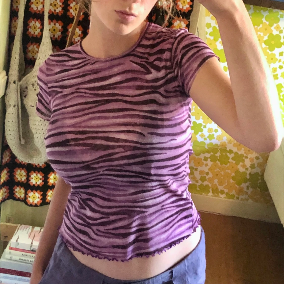 Lila mönstrad croptop - 91