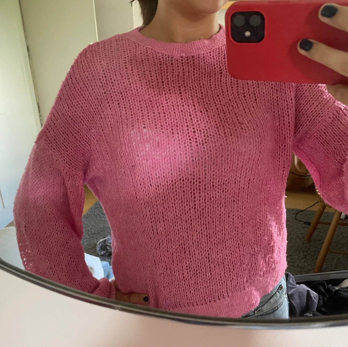 Ljusrosa stickad tröja