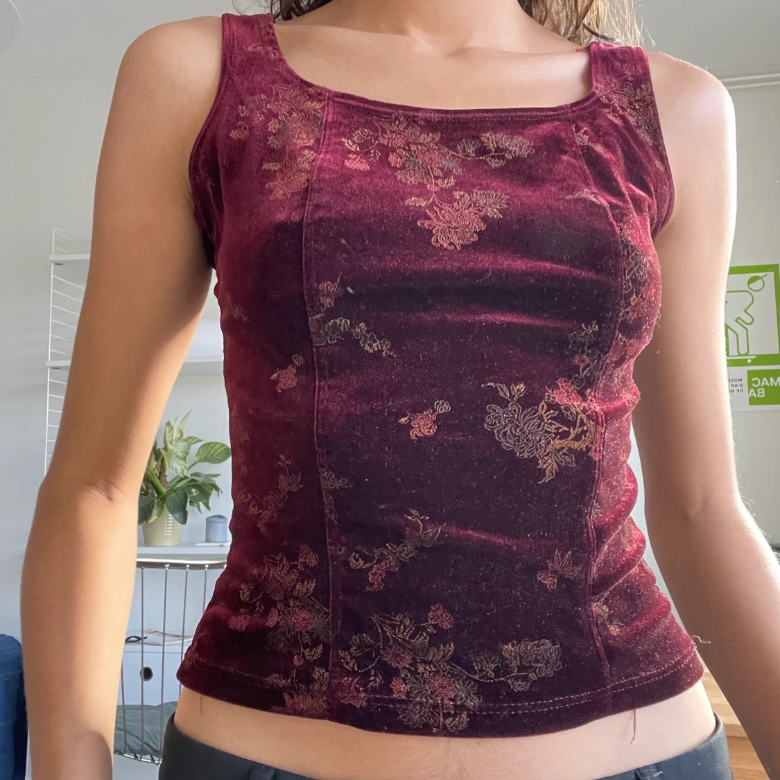 Lila/vinröd sammetstopp y2k