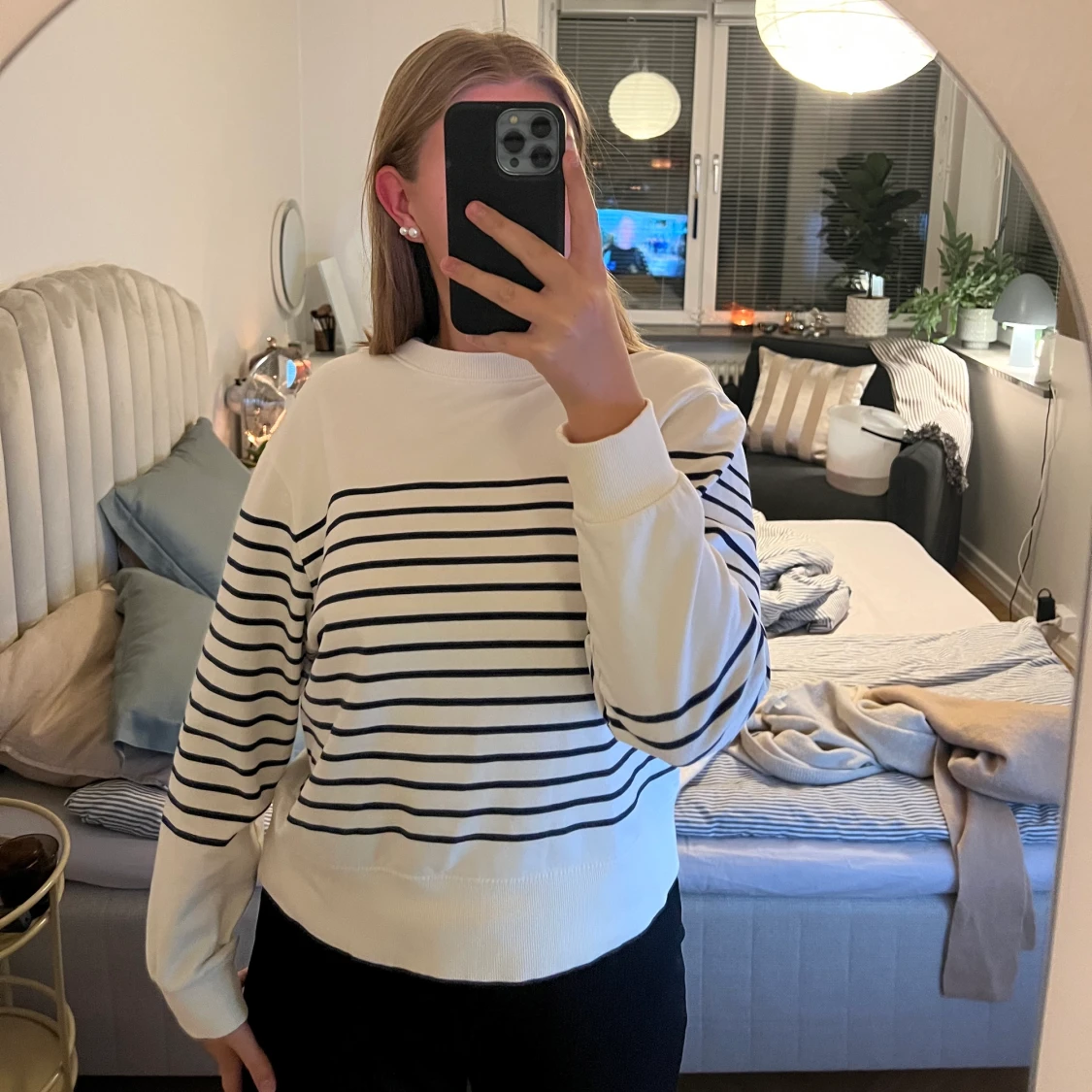 Långärmad randig tröja  - 90