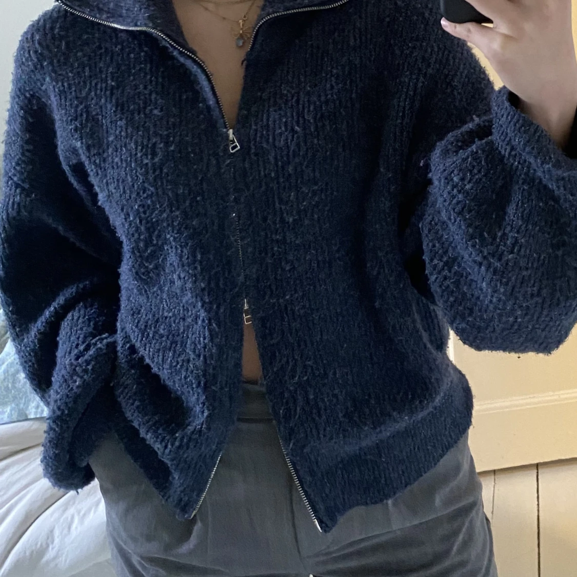 Blå zip-up tröja - 90