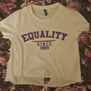 En basic T-shirt - En baisc T-shirt med en EQUALITY blå röd färgad text på. Och har längst ner på ena sidan en knytning 