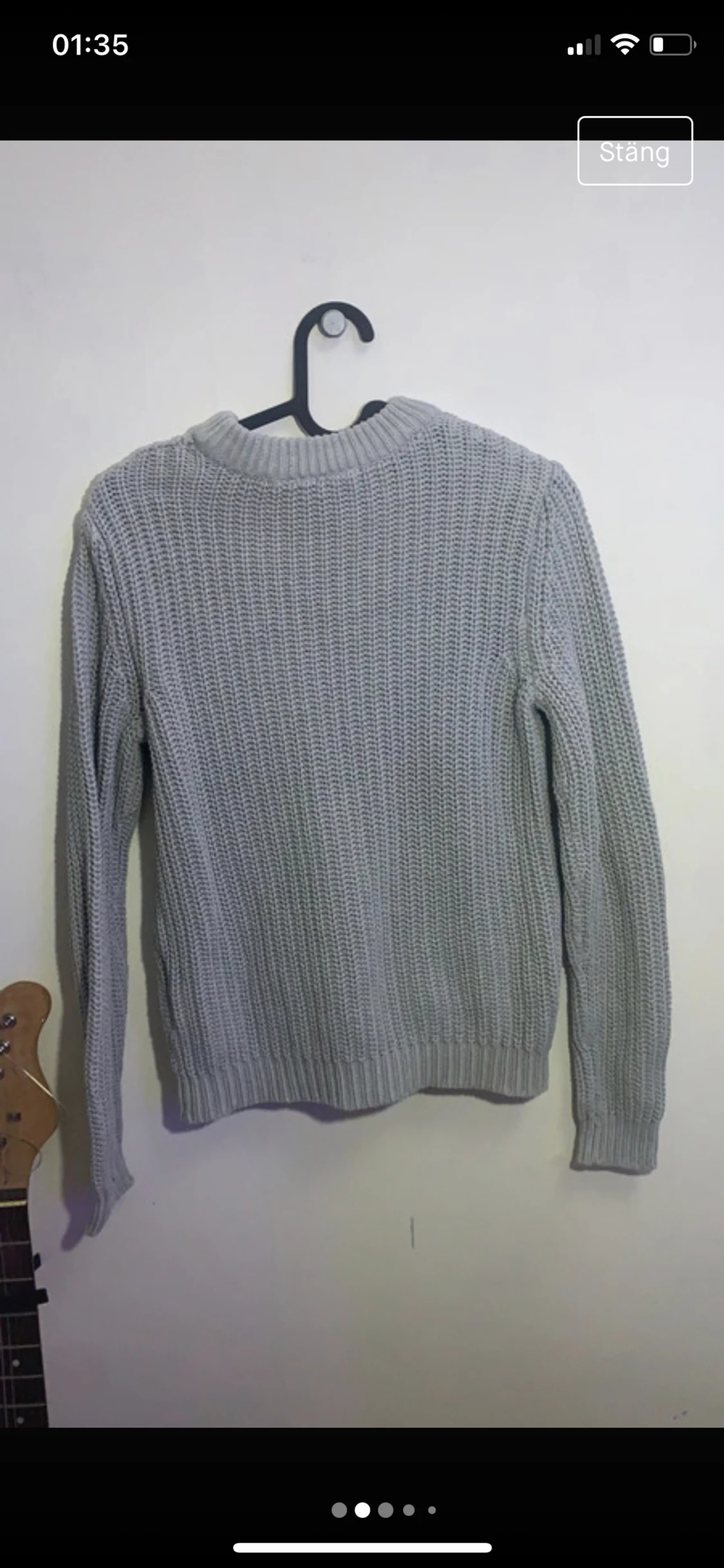 Grå långärmad stickad tröja - 90