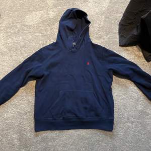Mörkblå hoodie från Ralph Lauren. Ett hål vid ryggen, annars sitter fin och inga fläckar