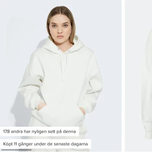 Säljer vit hoodie från bikbok  - Säljer nu min vita hoodie från bikbok för att den inte kommer till användning längre tyvärr, använd några gånger, fint skick men lite nopprig💗