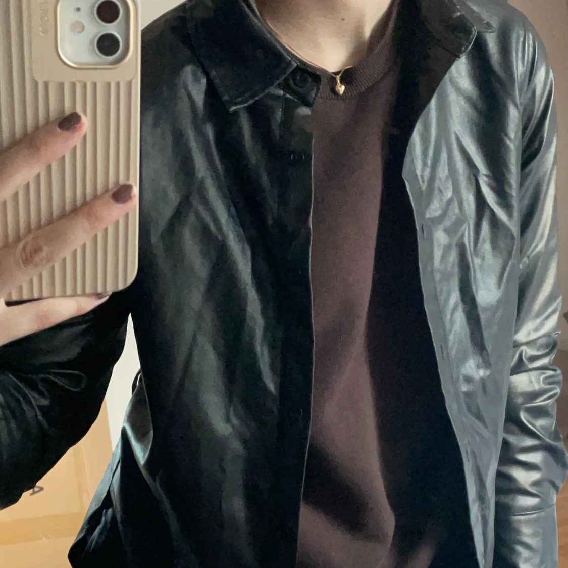 Läderskjorta skinnskjorta skinnjacka - 90