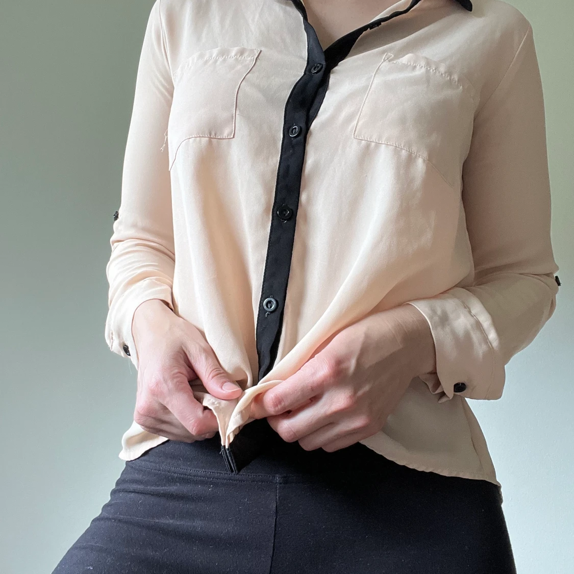 Beige and black blouse SMALL - 90