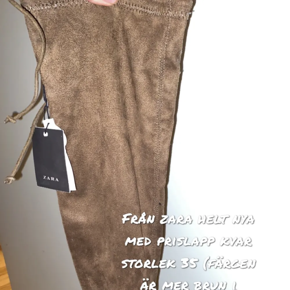 Zara höga boots aldrig andvänd storlek 35 mer brun i verkligheten mocka material. Skor.