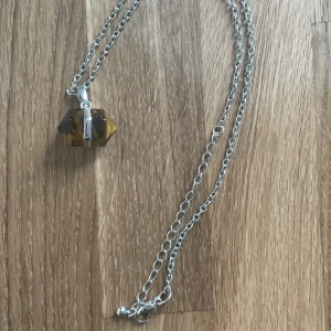 Kristallhalsband - Halsband av rostfritt stål med en berlock av kristallen tigeröga🐅