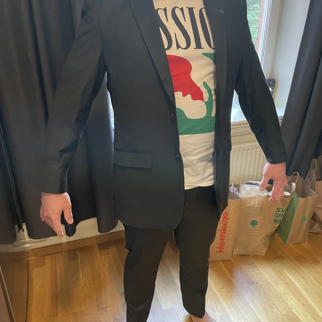 Svart kostymjacka och byxor - 90