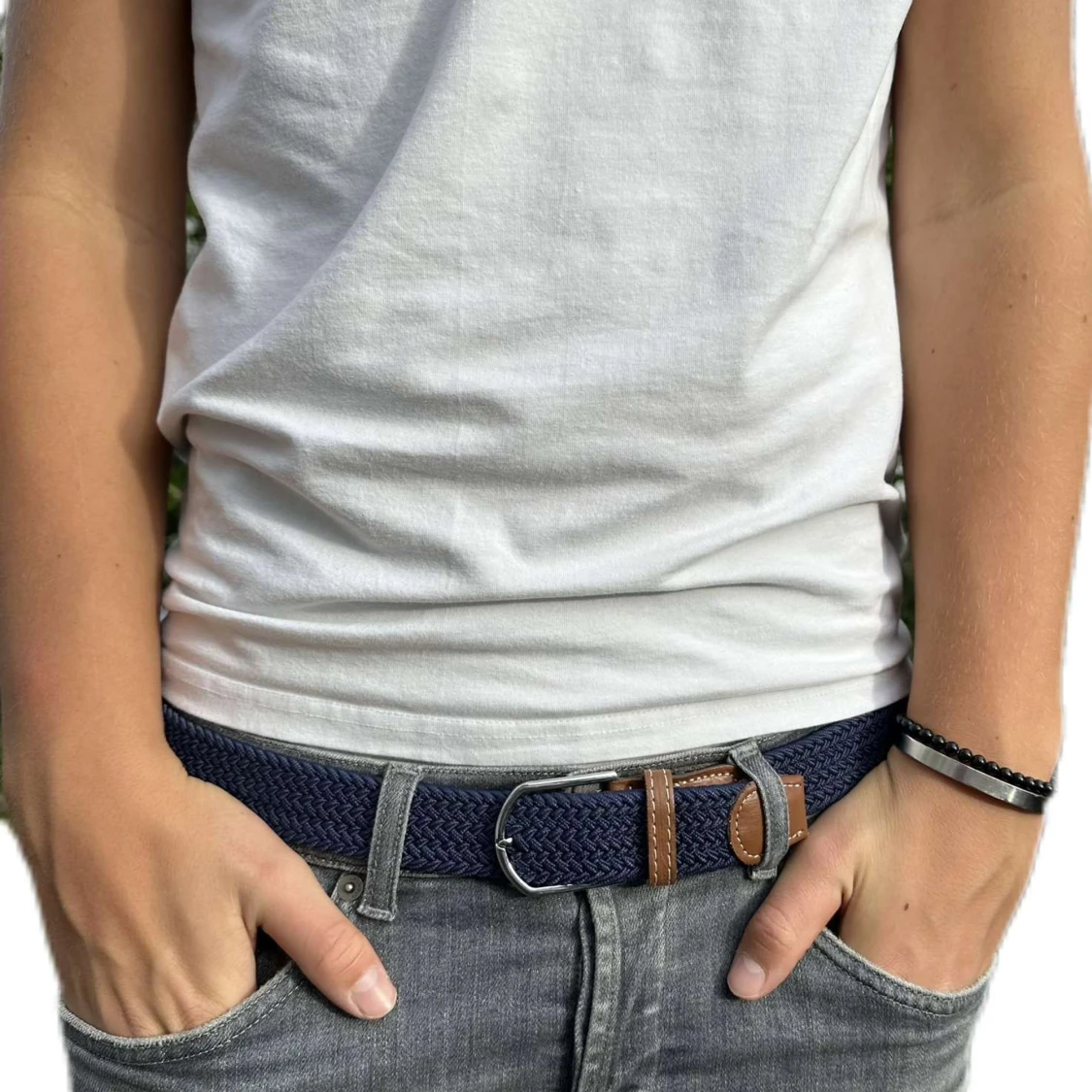 Flätat bälte Marinblå