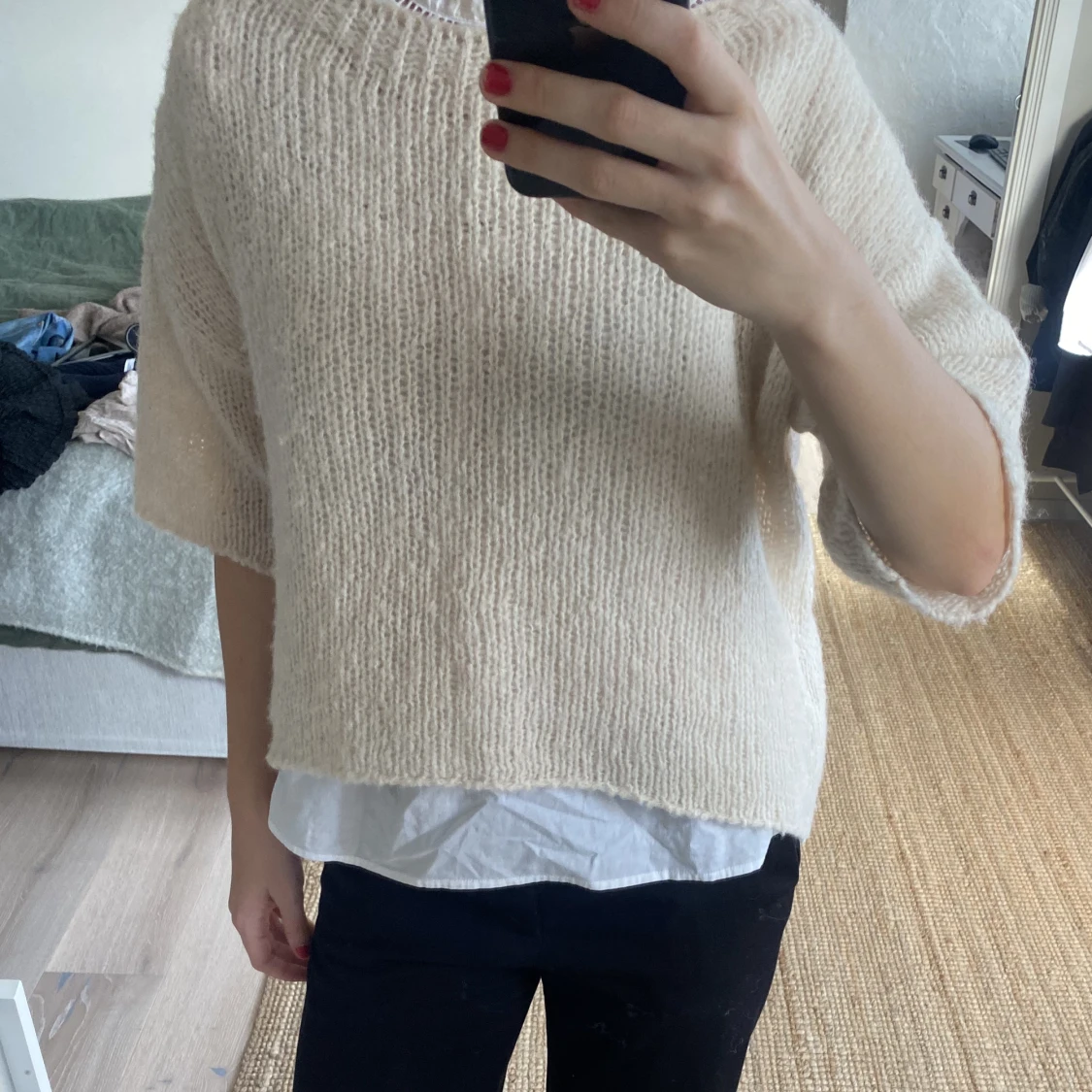 Stickad 3/4 tröja  - 90