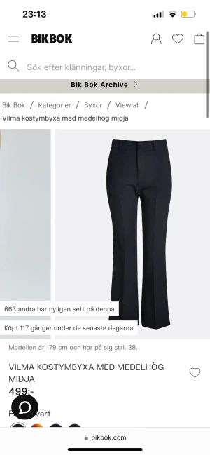 Kostymbyxor - Jag säljer mina kostymbyxor från bikbok eftersom dom har blivit för stora på mig de är i stl 40 samt är uppsydda så de passar mig som är 1,62 inget som syns alls 