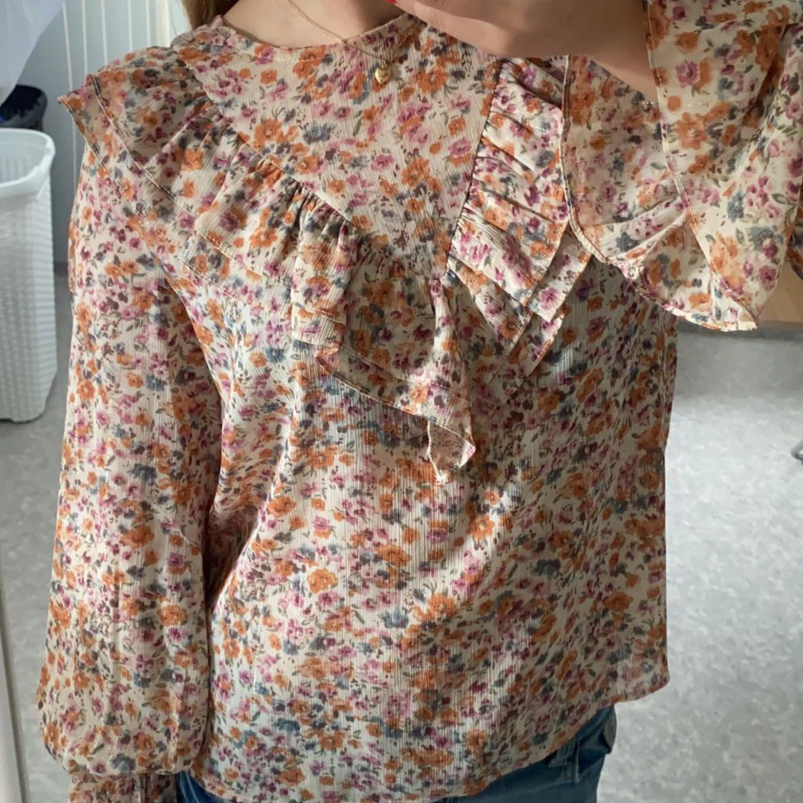 Mönstrad Volangblus❣️