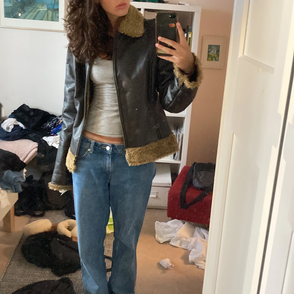 Fodrad skinnjacka  - 91