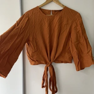 croppad topp från Zara - Fin croppad topp från zara i mörk orange, knyts vid midjan. Storlek L, passar mig som har XS-S. Oanvänd pga ej min stil