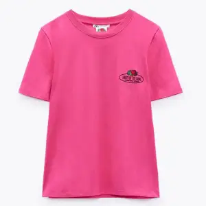 Rosa t-shirt från zara med fruit of the loom tryck. Storlek: s 🩷