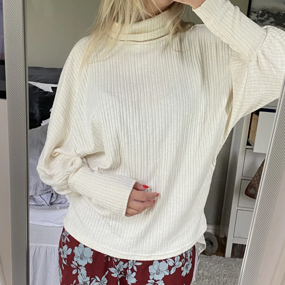 Vit stickad tröja  - 90