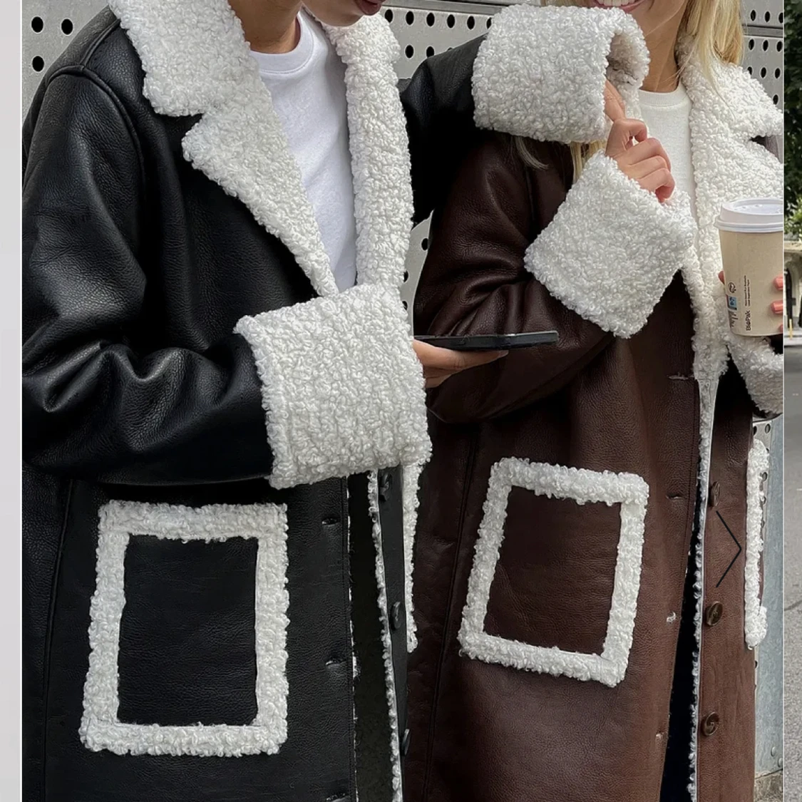 PU kappa med Teddy detaljer  - 90