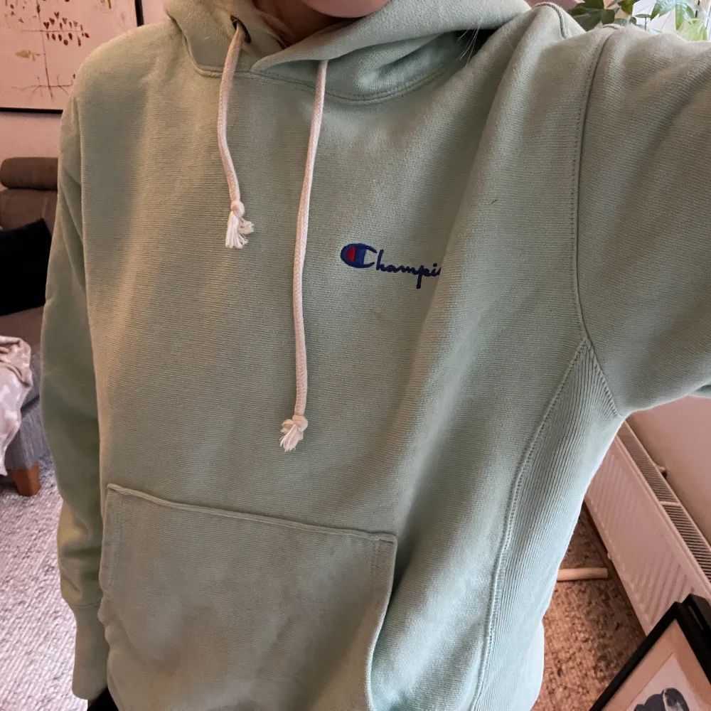 Mint grön champion hoodie. Den är i storlek xs och använd men i mycket bra skick. Köpare står för frakt💗. Hoodies.