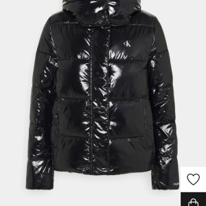 Calvin Klein vinterjacka - Svart glansig vinterjacka från Calvin Klein i storlek Small, köpt från zalando för 1975kr, fint skick, ganska liten i storleken men passar mig som är xs/s. Kan skicka egna bilder. Köparen står för frakten