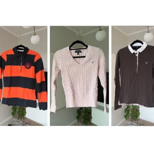 Ganttröjor, piké & kabelstickad 36 / S, (179kr för alla!) - 179kr för alla tre! Tröjor från Gant, passar 36 / S. Fint skick, knappt använda. Två tröjor med krage, och en kabelstickad tröja. Jag säljer alla tre tröjorna tillsammans.