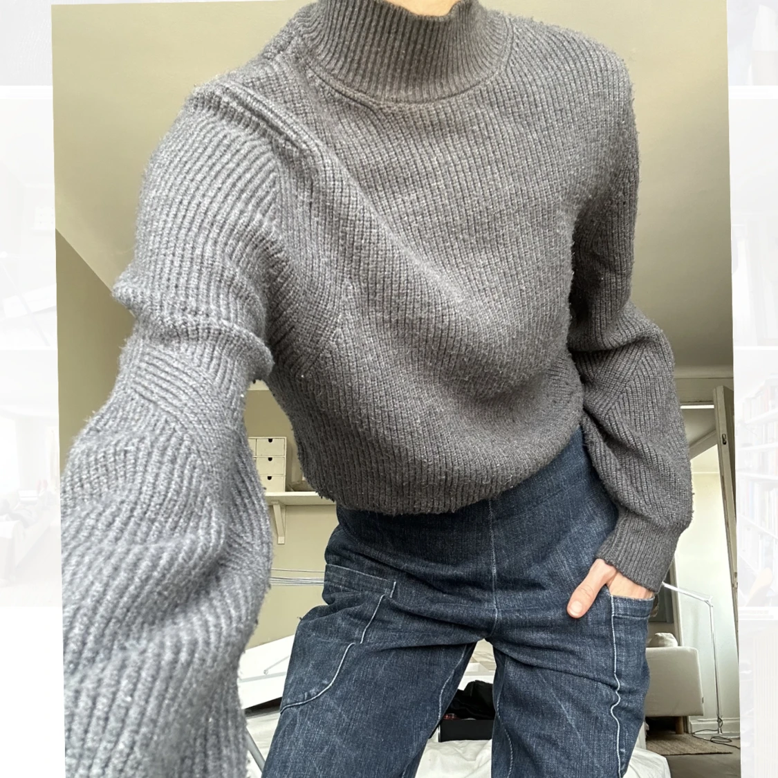 Grå stickad tröja