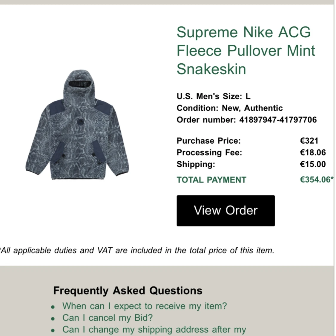 Nike Supreme ACG fleece - Mint/snakeskin - 91
