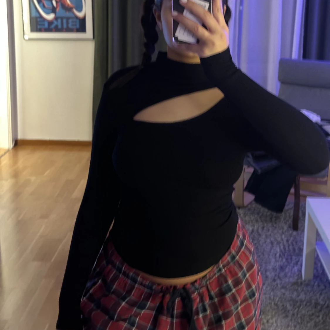 Ribbad långärmad topp