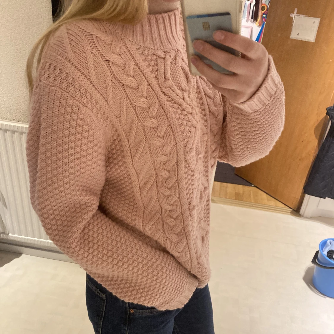 Stickad rosa tröja - 90