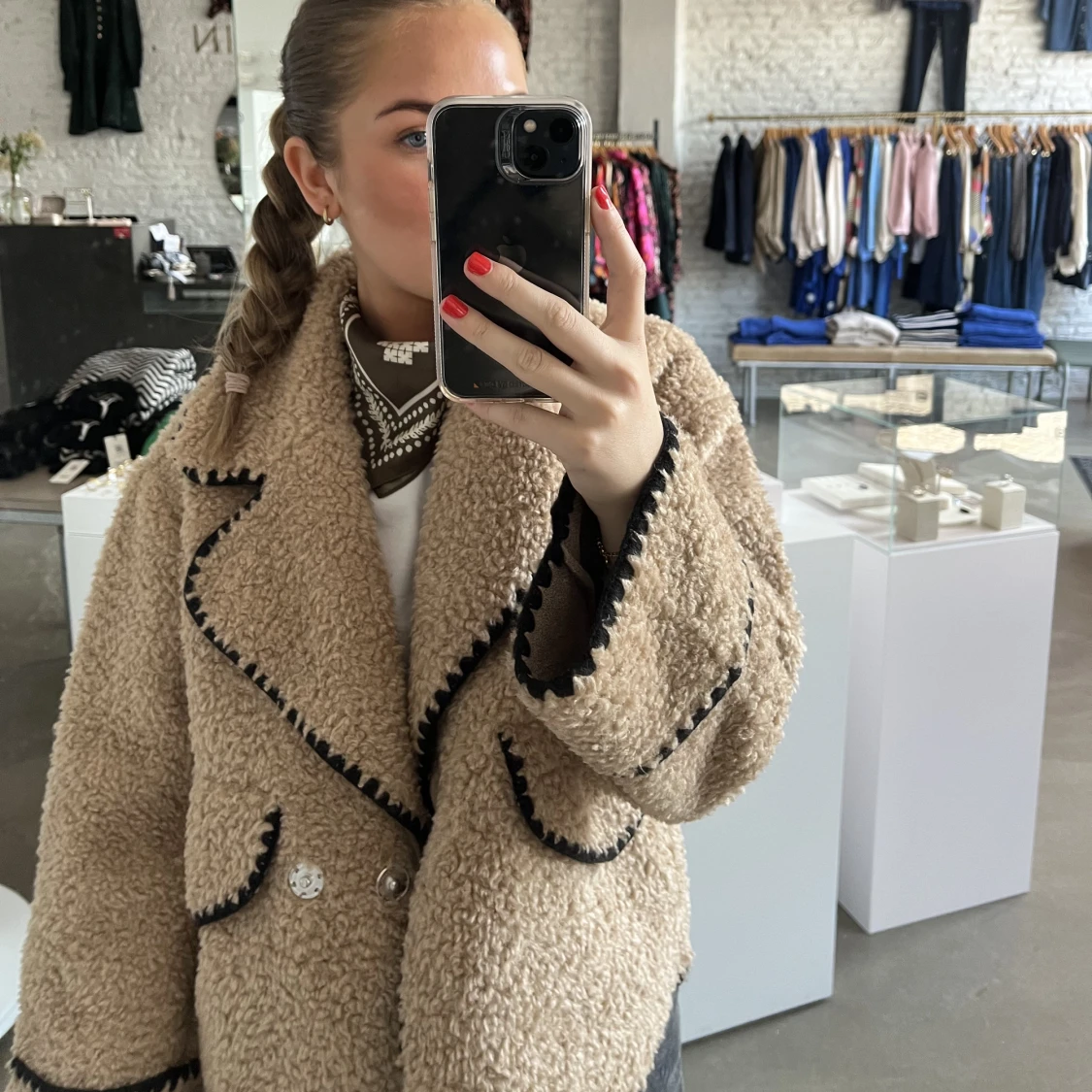 Beige teddyjacka från Object *slutsåld*