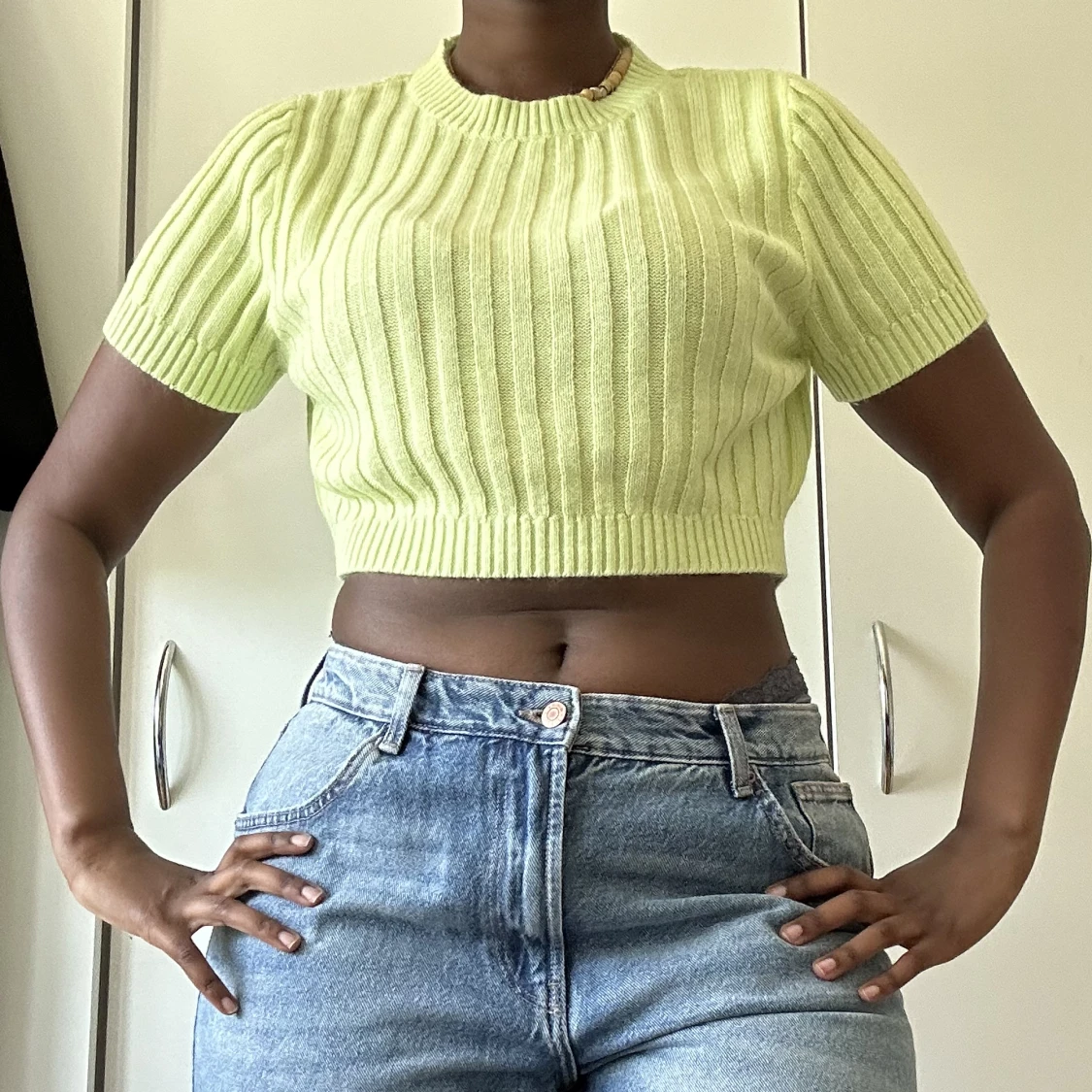 Limegrön stickad topp