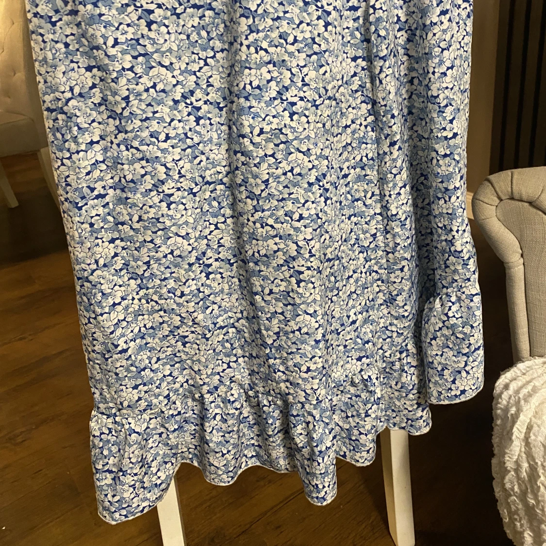 Långkjol blå, blommig  - 91