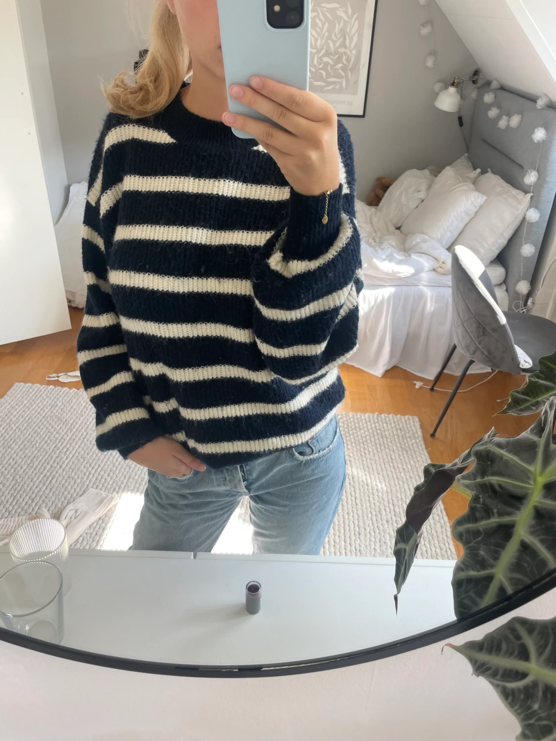 Stickad randig tröja - 90