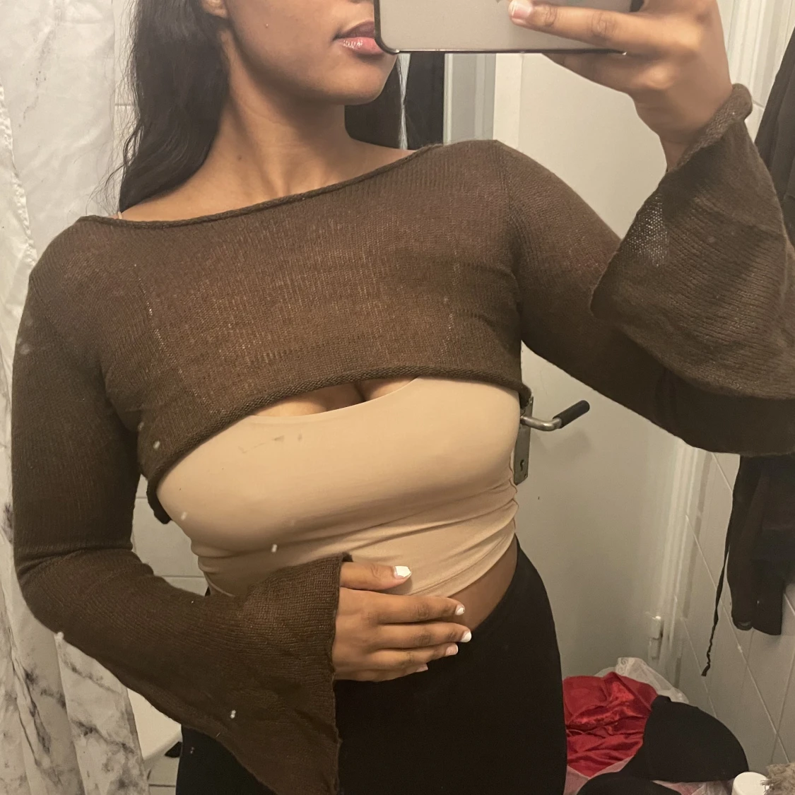 Kort stickad topp - 90