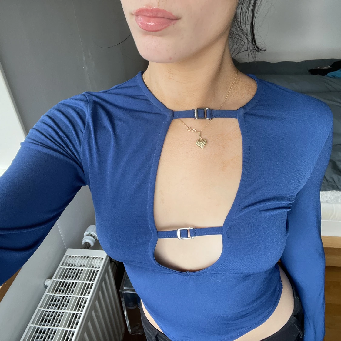 Marinblå urringad topp - 91