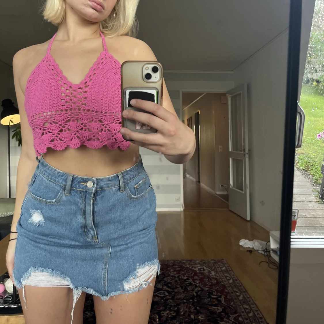 Rosa broderad topp - 91