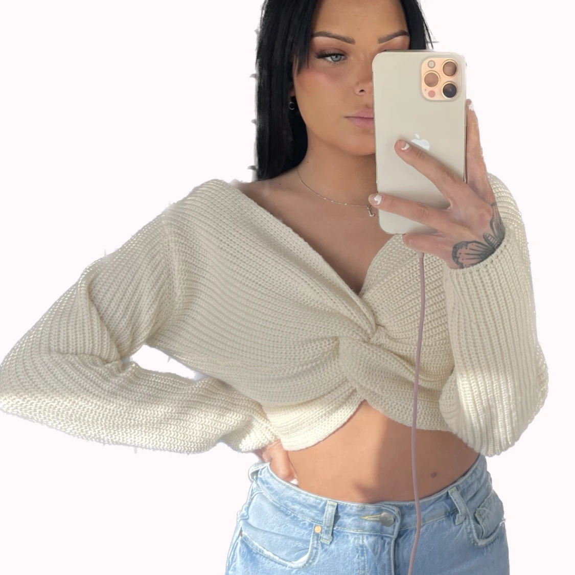 Stickad crop top