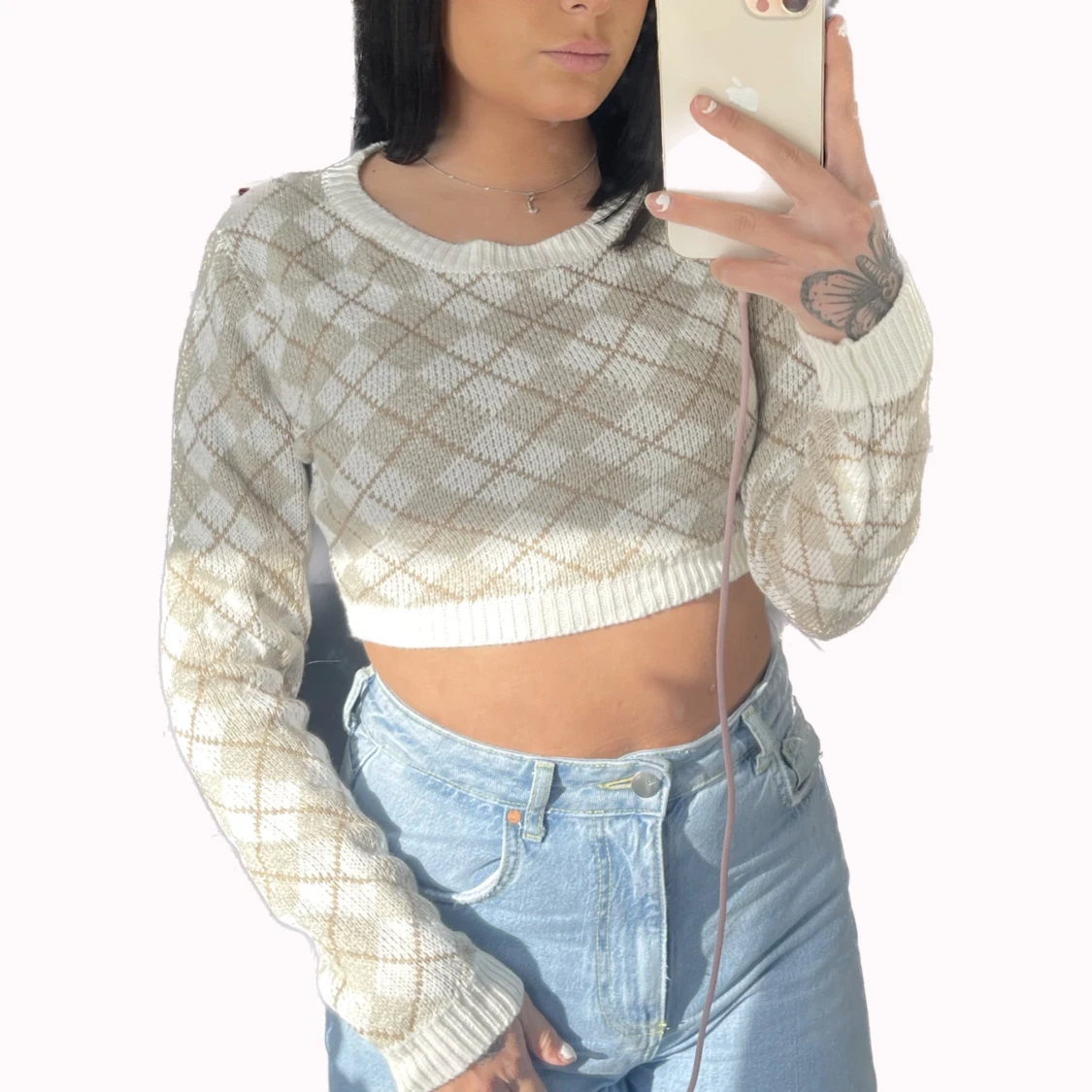 Stickad crop top