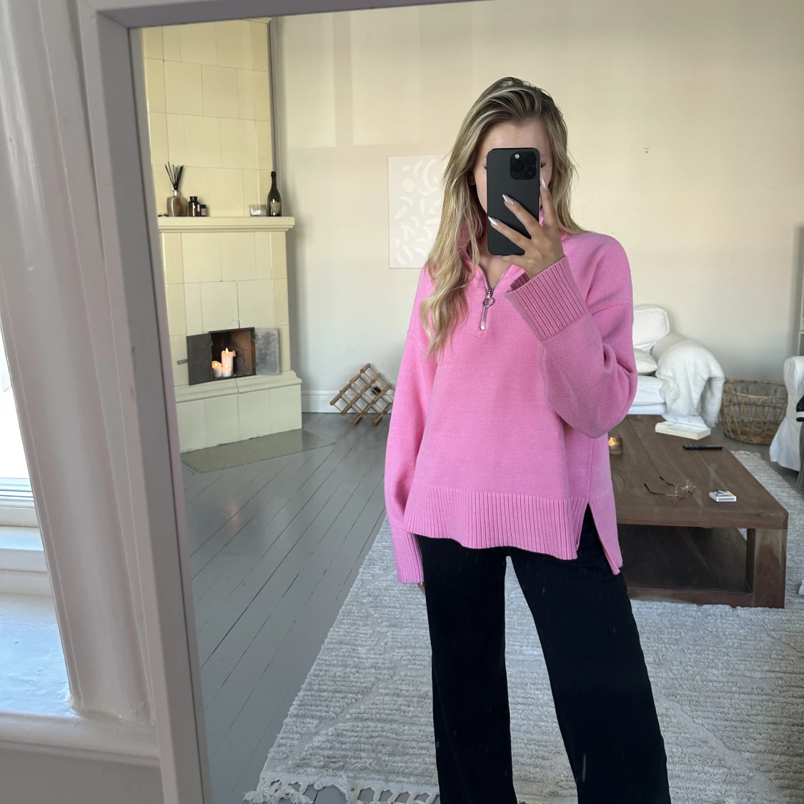 Stickad zip up tröja  - 90