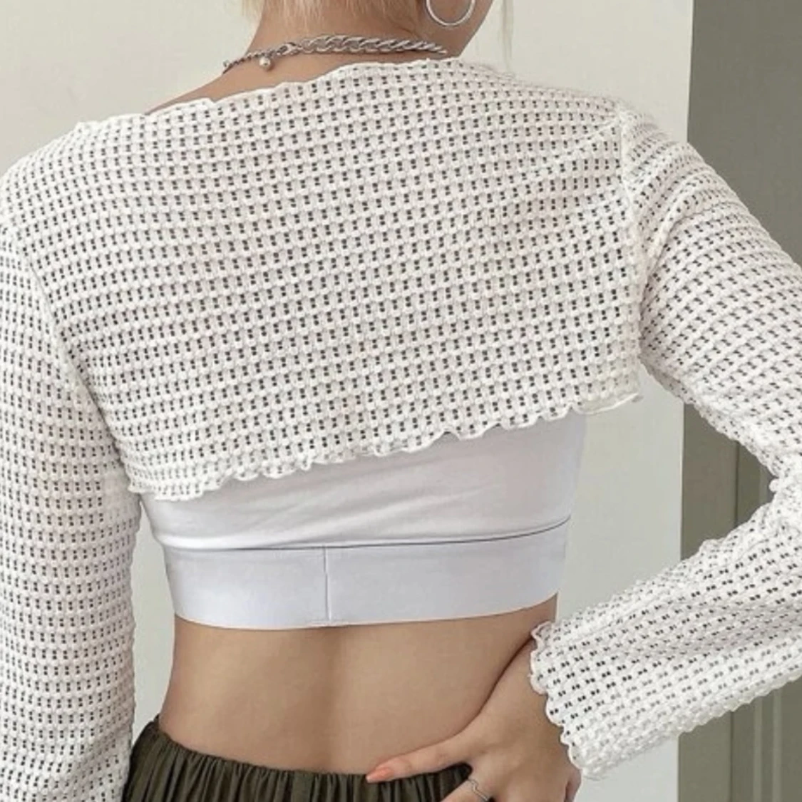 vit croppad tröja - 90