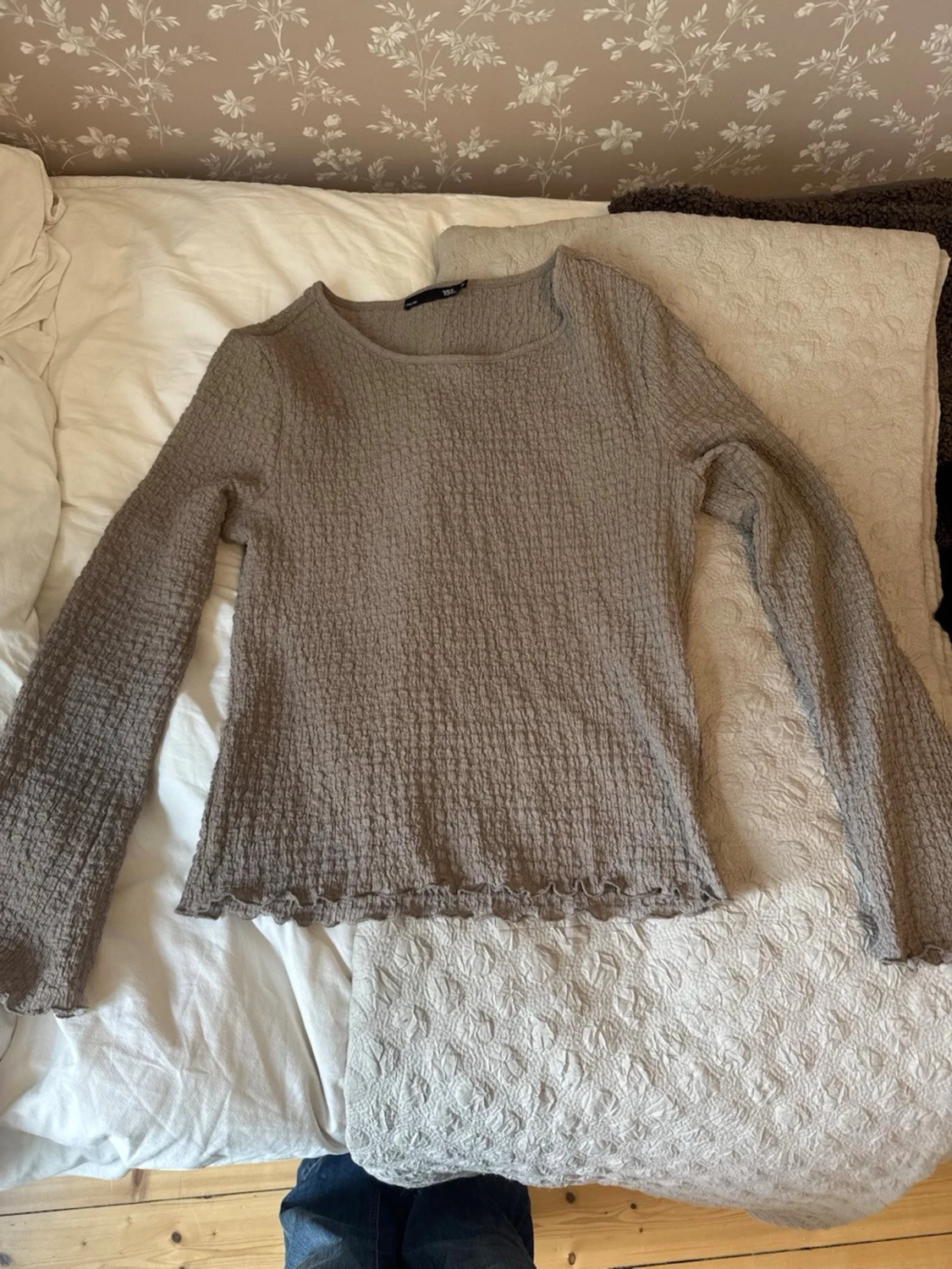 Beige långärmad topp med struktur - 4