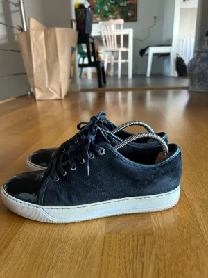 Lanvins  - Snygga mörkblå/svarta lanvins. Perfekta för dig som vill sticka ut men med klass. Nypris:5500kr knappt andvända. storlek 7 i UK passar 42 men även 43/44. Dustbag och box medföljer. Dem är i mycket bra skick. Hör av er vid funderingar.priset är ej hugget i sten!🤝