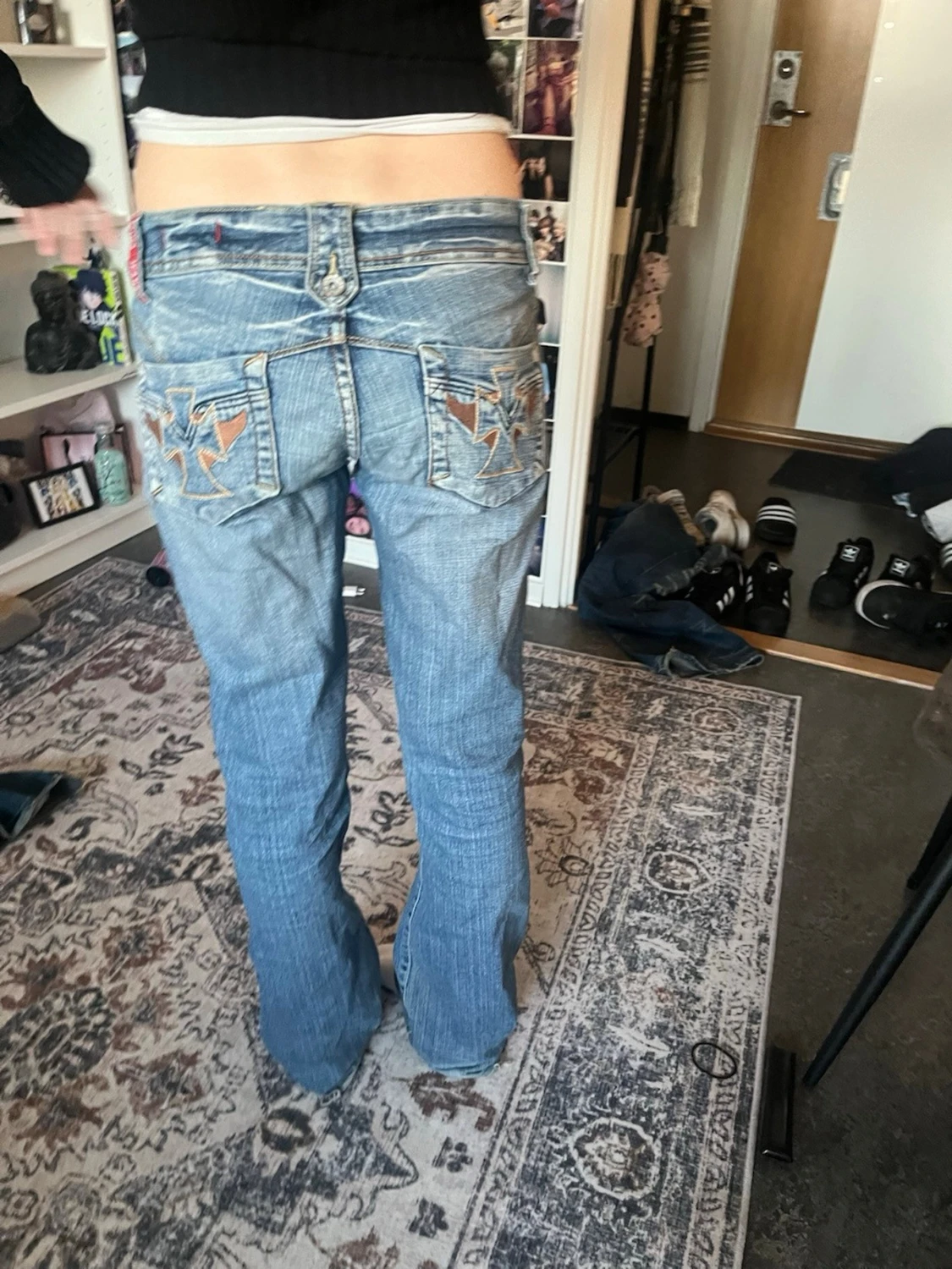 Ljusblå low waist bootcut jeans - 3