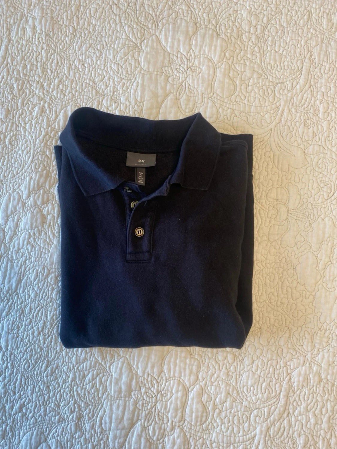 Svart långärmad polotopp med knappar - 2