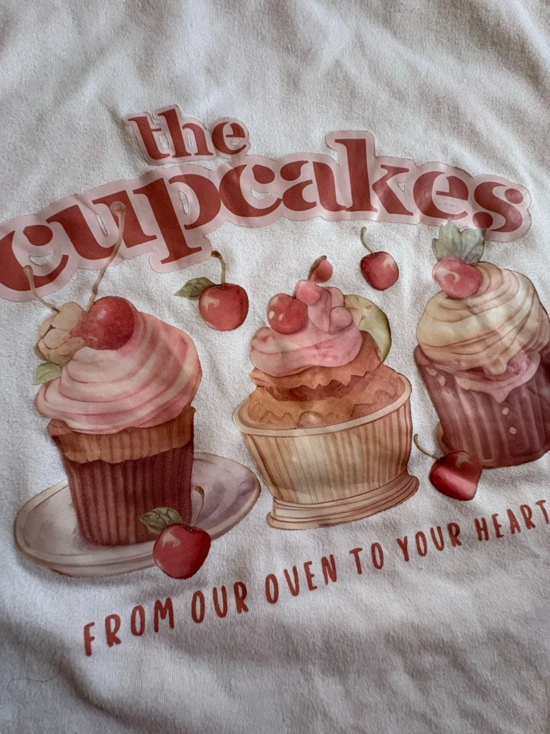 Vit t-shirt med cupcake-tryck - 1