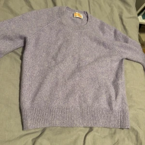Ljuslila stickad tröja From Future - Supermysig ljuslila stickad tröja från From Future i storlek M fast liten i storleken. Tröjan har rund hals, ribbade muddar och är långärmad. Perfekt för dig som gillar chill vibes och vill ha något mjukt och snyggt till hösten eller vintern.